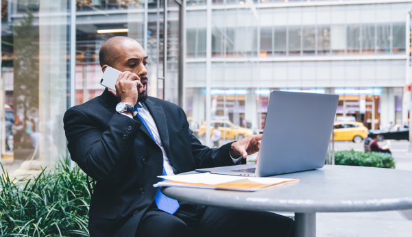 Man on the phone outside