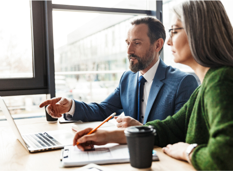 Man and woman having a meeting