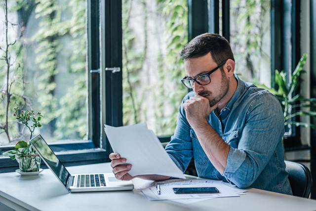 Man reviewing a document